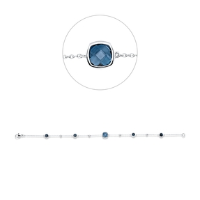 Armband aus 750 Weißgold 5 Topase 2,18ct London Blue 4 Brillanten 0,06ct TW-SI
