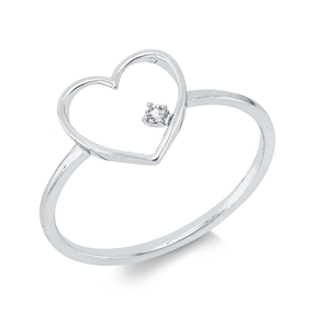 Ring Herz aus 750 Gold Weißgold Brillant 0,02ct TW-SI B:9,8mm 4er-Krappe