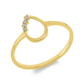 Ring Tropfen aus 750 Gold Gelbgold 4 Diamanten 0,03ct TW-SI B:9,6mm