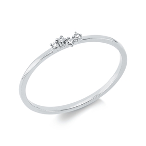 Ring aus 750 Weißgold 2 Diamanten 0,02ct TW-SI 2 Diamanten 0,01ct TW-SI B:2,5mm