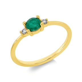 Ring aus 750 Gelbgold Smaragd 0,26ct grün 2 Brillanten 0,05ct TW-SI B:4,5mm