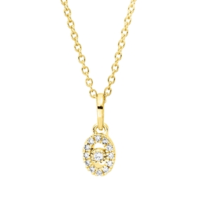 Collier aus 750 Gelbgold 12 Diamanten 0,04ct TW-SI 1 Diamant 0,01ct TW-SI L:45cm