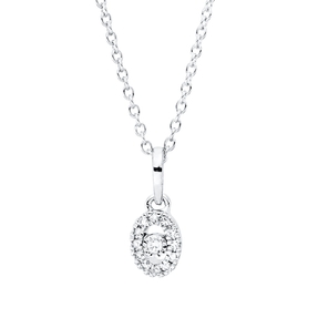 Collier aus 750 Weißgold 12 Diamanten 0,04ct TW-SI 1 Diamant 0,01ct TW-SI L:45cm