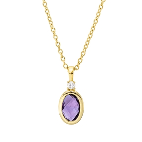 Collier aus 750 Gelbgold Amethyst 0,47ct lila Brillant 0,02ct TW-SI L:45cm