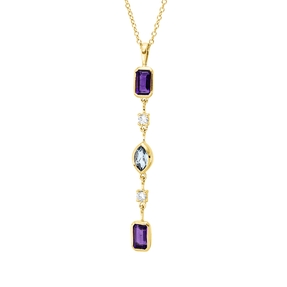 Collier aus 750 Gelbgold 3 Aquamarine 0,72ct blau 2 Brillanten 0,07ct TW-SI L:45cm Collier aus 750 Gelbgold 3 Aquamarine 0,72ct blau 2 Brillanten 0,07ct TW-SI L:45cm