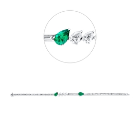 Armband 750 Weißgold 2 Smaragde 1,31ct grün 39 Diamanten 3,63ct TW-VSI L:17,8cm