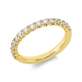 Halb-Memoire Ring aus 750 Gold Gelbgold 15 Brillanten 0,7ct TW-SI B:2,5mm