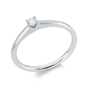 Solitaire Ring aus 750 Gold Weißgold Brillant 0,1ct TW-SI B:3mm 4er-Krappe