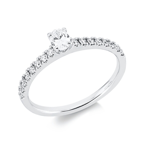 Ring aus 750 Gold Weißgold 17 Diamanten 0,45ct TW-SI B:4,3mm 4er-Krappe