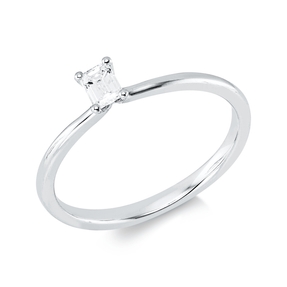 Solitaire Ring aus 750 Weißgold Diamant Smaragd-Schliff 0,17ct TW-SI B:4,4mm