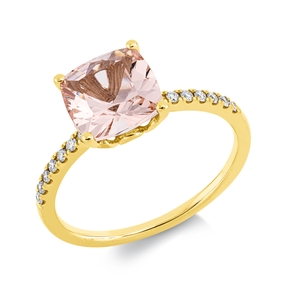 Ring aus 750 Gelbgold Morganit 1,87ct 14 Brillanten 0,11ct TW-SI B:8mm 4er-Krappe Ring aus 750 Gelbgold Morganit 1,87ct 14 Brillanten 0,11ct TW-SI B:8mm 4er-Krappe