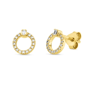 Ohrstecker Kreis aus 750 Gold Gelbgold 32 Diamanten 0,11ct TW-SI Ø7mm