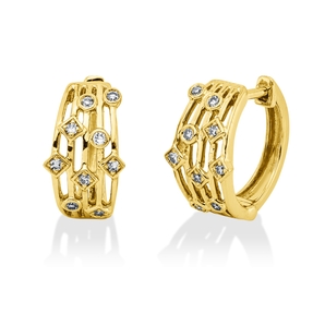 Creolen 750 Gelbgold 8 Diamanten 0,05ct TW-SI 10 Diamanten 0,07ct TW-SI 13x6,9mm
