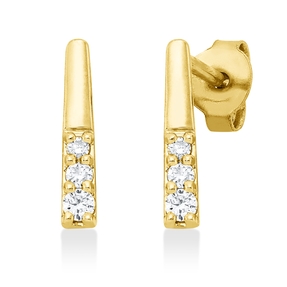 Ohrstecker aus 750 Gold Gelbgold 6 Diamanten 0,1ct TW-SI 10,8x1,8mm