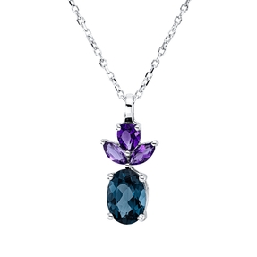 Collier aus 750 Gold Weißgold 4 Amethyste 1,25ct lila L:45cm