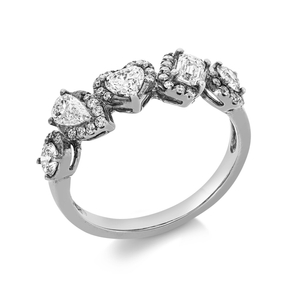 Ring aus 750 Gold Weißgold 41 Diamanten 0,95ct TW-SI B:6mm
