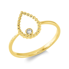 Ring Tropfen aus 750 Gold Gelbgold Brillant 0,03ct TW-SI B:10,9mm Zarge
