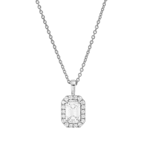 Collier aus 750 Gold Weißgold 19 Diamanten 0,41ct TW-SI L:45cm 4er-Krappe