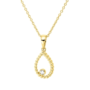 Collier Tropfen aus 750 Gold Gelbgold Brillant 0,03ct TW-SI L:45cm Zarge