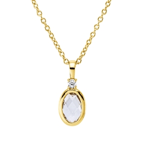 Collier aus 750 Gelbgold Amethyst 0,44ct grün Brillant 0,02ct TW-SI L:45cm