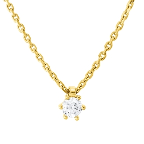 Solitaire Collier aus 750 Gold Gelbgold Brillant 0,15ct TW-SI L:45cm 6er-Krappe