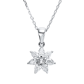 Collier aus 750 Gold Weißgold 7 Diamanten 0,43ct TW-SI L:42cm