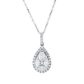 Collier aus 750 Gold Weißgold 34 Diamanten 1,16ct L:45,7cm