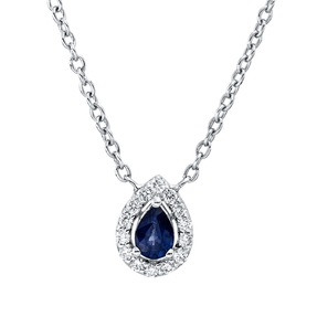Collier aus 750 Weißgold Saphir 0,17ct blau 14 Brillanten 0,08ct F-SI L:45,7cm
