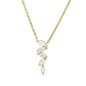 Collier aus 750 Gelbgold 5 Diamanten Navette-Schliff 0,27ct TW-PI L:40cm