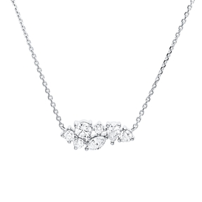 Collier aus 750 Gold Weißgold 7 Diamanten 0,34ct TW-SI L:45cm