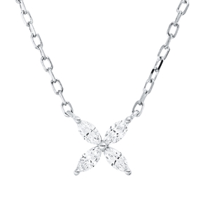 Collier aus 750 Gold Weißgold 5 Diamanten 0,23ct TW-SI L:45,7cm