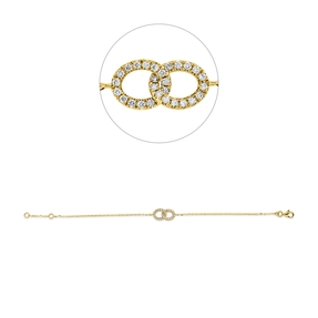 Armband aus 750 Gold Gelbgold 30 Brillanten 0,17ct TW-SI B:7,3mm L:17cm