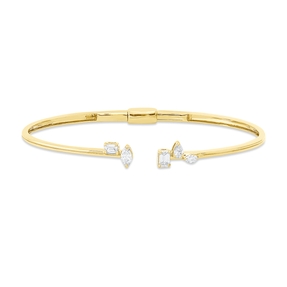 Armreif aus 750 Gold Gelbgold 5 Diamanten 0,6ct TW-SI 50x60mm