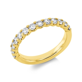 Halb-Memoire Ring aus 750 Gold Gelbgold 13 Brillanten 0,87ct TW-SI B:2,8mm