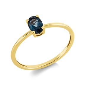 Ring aus 750 Gold Gelbgold Topas 0,53ct London Blue B:6mm 4er-Krappe