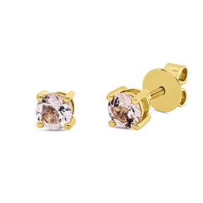 Ohrstecker aus 750 Gold Gelbgold 2 Morganite 0,44ct rosa 4x4mm 4er-Krappe