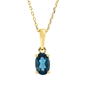 Collier aus 750 Gold Gelbgold Topas 0,56ct London Blue L:45cm 4er-Krappe