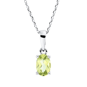 Collier aus 750 Gold Weißgold Peridot 0,48ct grün L:45cm 4er-Krappe