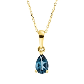 Collier aus 750 Gold Gelbgold Topas 0,43ct London Blue L:45cm