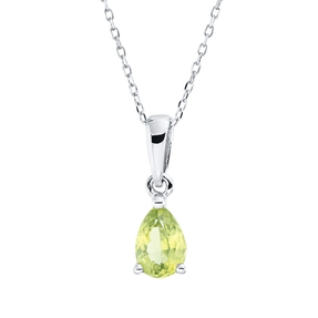 Collier aus 750 Gold Weißgold Peridot 0,39ct grün L:45cm