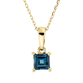 Collier aus 750 Gold Gelbgold Topas 0,42ct London Blue L:45cm 4er-Krappe
