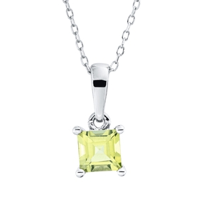 Collier aus 750 Gold Weißgold Peridot 0,37ct grün L:45cm 4er-Krappe