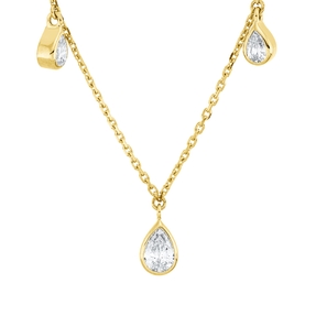 Collier aus 750 Gold Gelbgold 7 Diamanten Tropfen-Schliff 1ct TW-SI L:41cm Zarge
