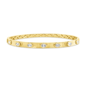 Armreif aus 750 Gelbgold 7 Diamanten Oval-Schliff 0,73ct TW-SI 47x56mm