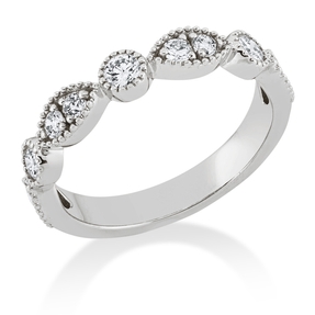 Ring aus 750 Weißgold 3 Brillanten 0,27ct W-SI 8 Brillanten 0,35ct W-SI B:3,7mm