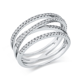 Ring aus 750 Gold Weißgold 90 Brillanten 0,48ct W-SI B:8,6mm