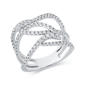 Ring aus 750 Gold Weißgold 88 Brillanten 0,73ct TW-SI B:15mm