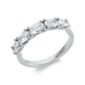 Ring aus 750 Gold Weißgold 5 Diamanten Oval-Schliff 1,06ct W-VSI B:3,7mm