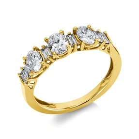 Ring aus 750 Gold Gelbgold 9 Diamanten 0,97ct B:4,9mm