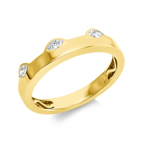 Ring aus 750 Gelbgold 3 Diamanten Navette-Schliff 0,14ct TW-VSI B:4,2mm